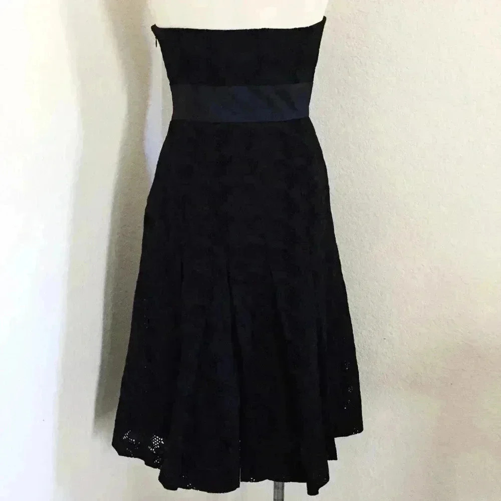 Tracy Reese Eyelet Strapless Black Dress - Picture 2 of 7